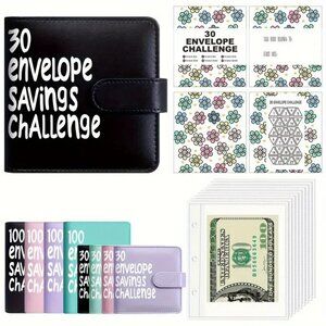 Black 30 Envelope Savings Challenge Binder NEW